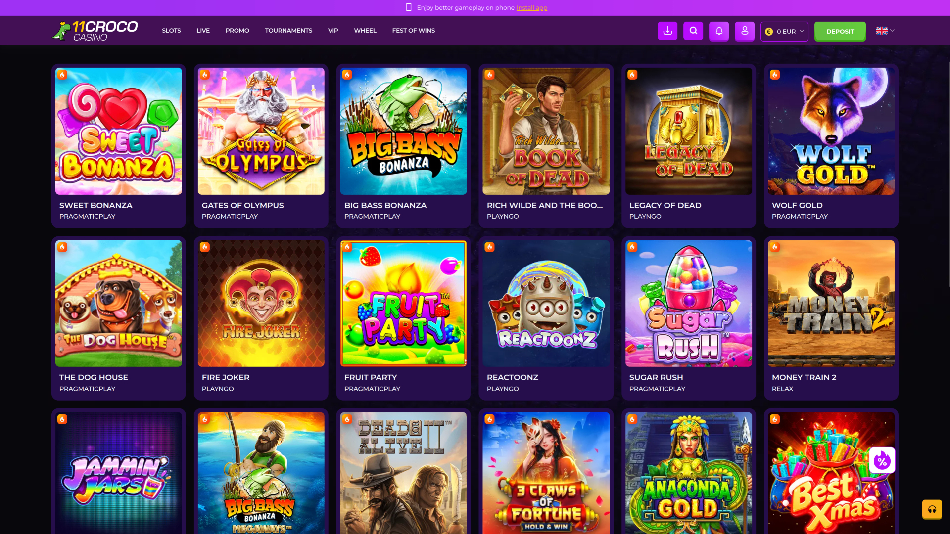 11croco Casino Desktop games