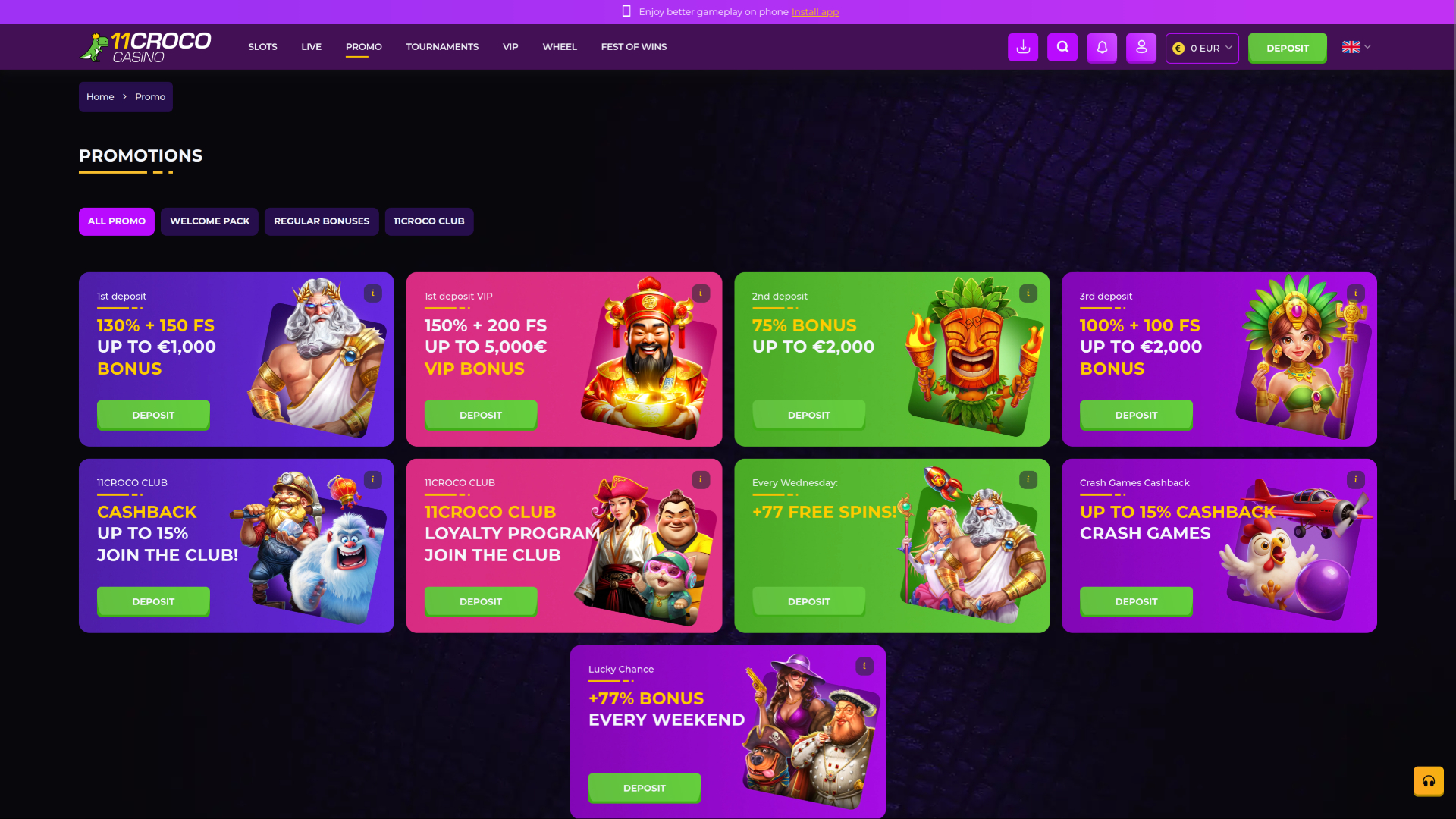 11croco Casino Desktop Promotions