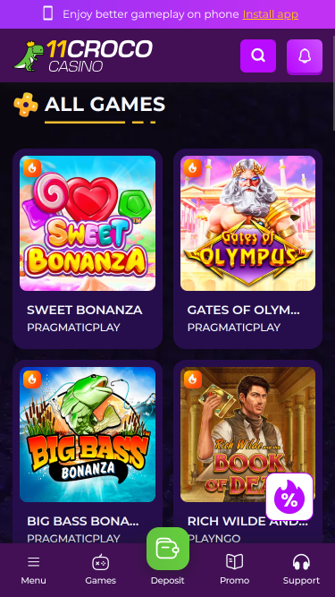 11croco Casino Mobile games