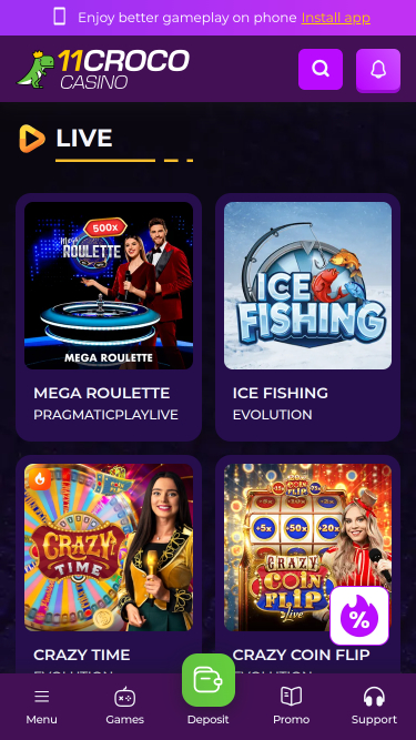 11croco Casino Mobile Live Dealer