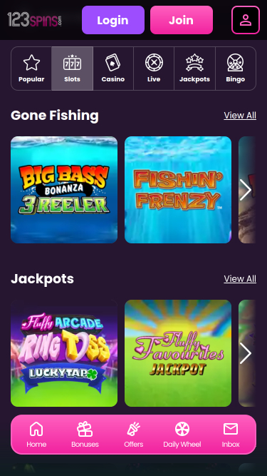 123Spins Casino Mobile Games