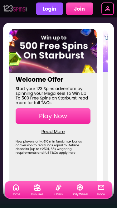 123Spins Casino Mobile Promotions