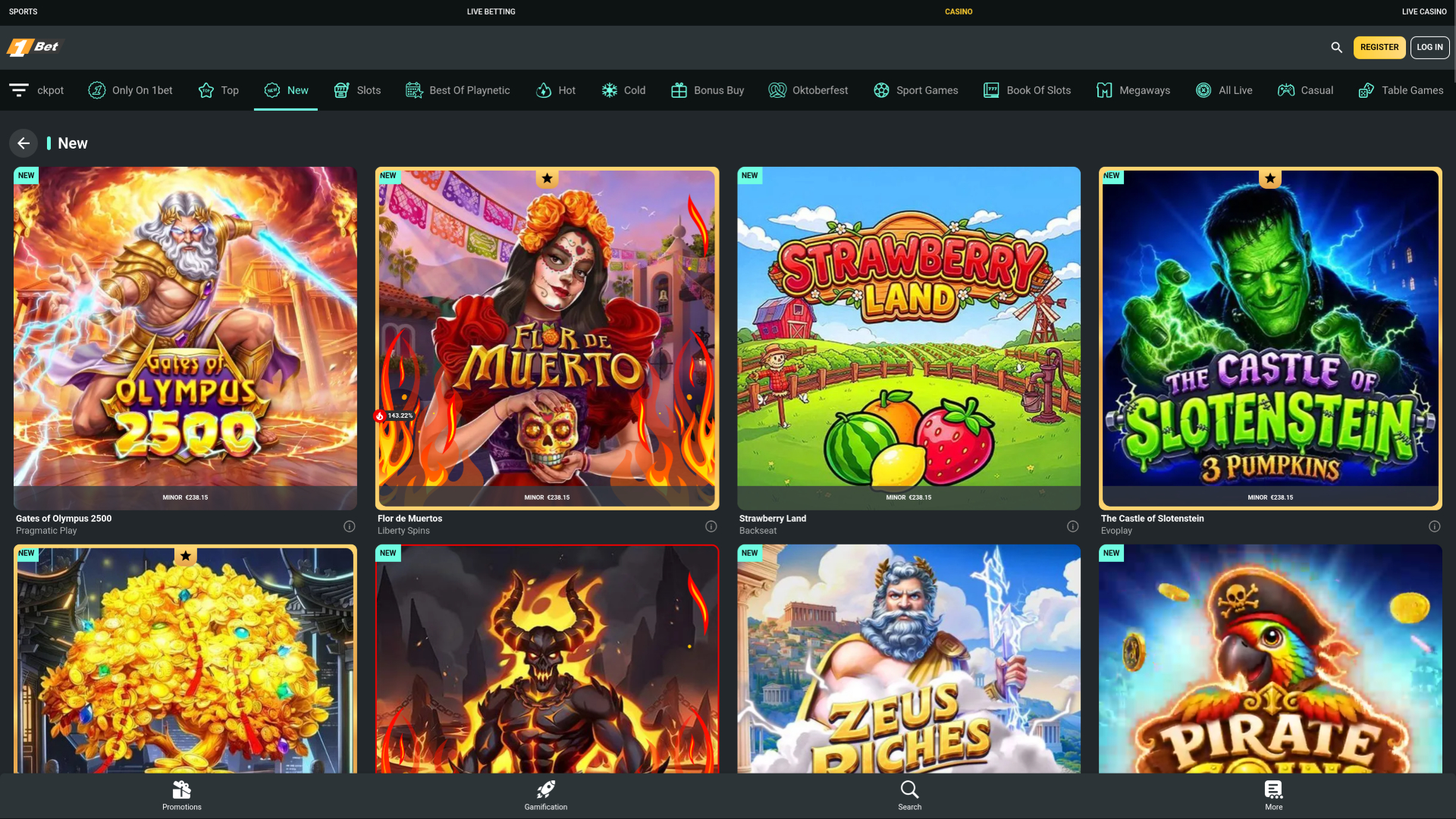 1Bet Casino Desktop Games