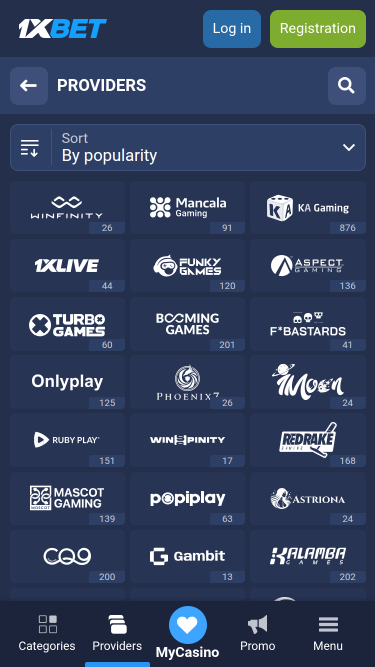 1xBet Casino Mobile Game Developers