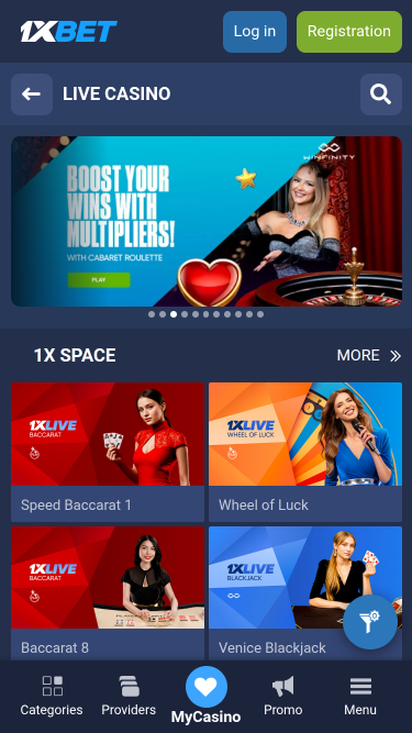 1xBet Casino Mobile Live Dealer