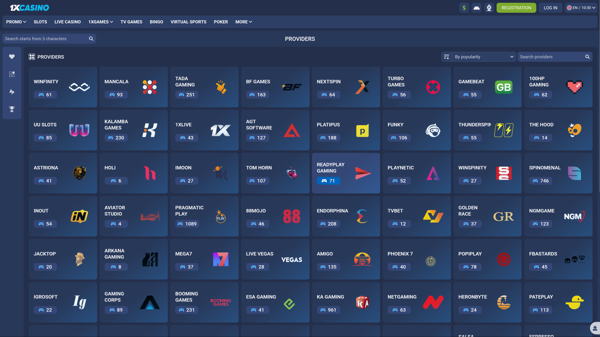 1xCasino Desktop Game Developers