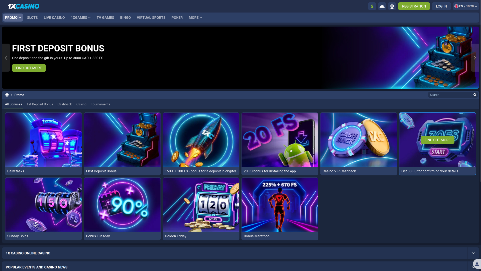 1xCasino Desktop Promotions