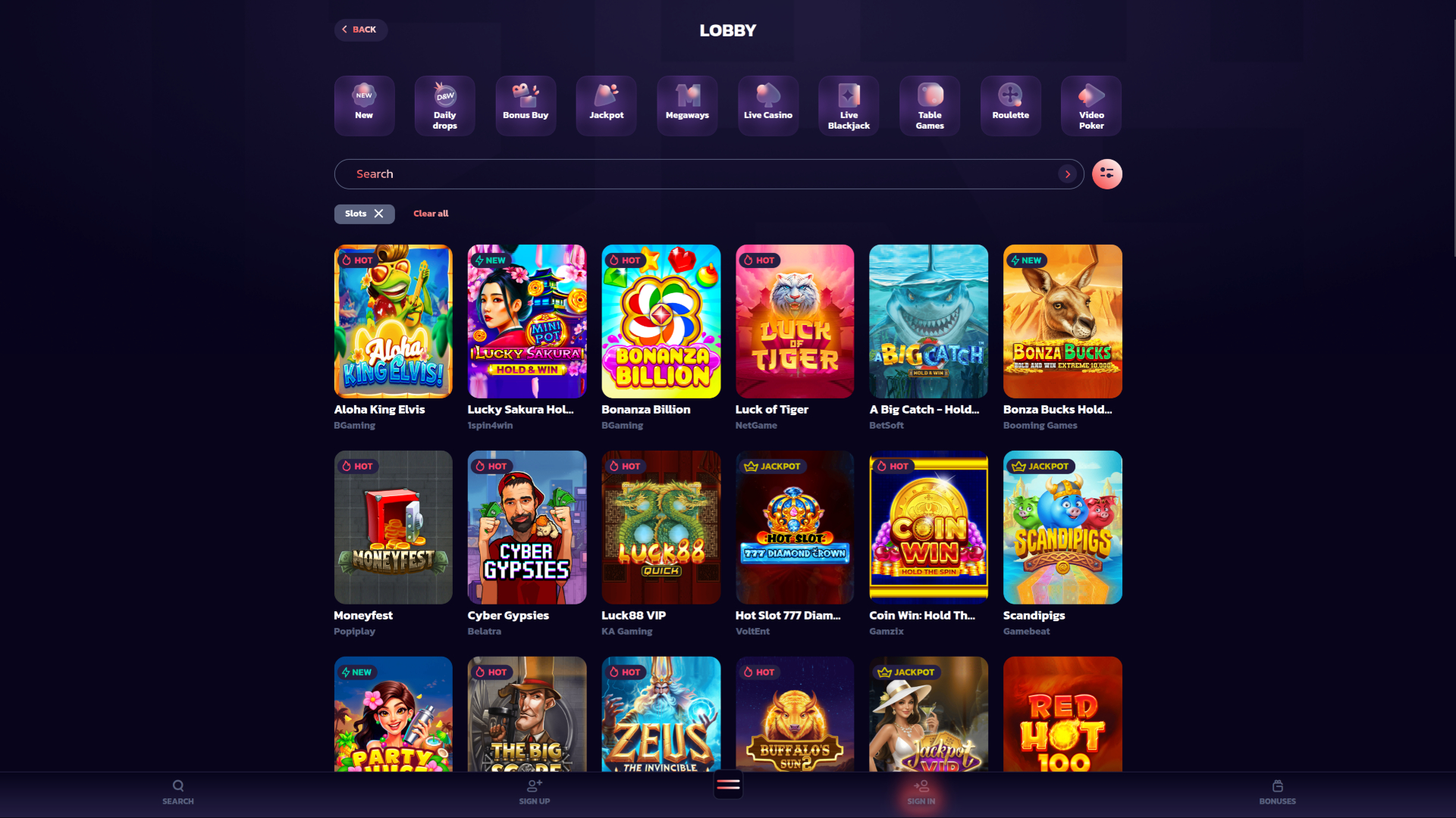 21Bit Casino Desktop Games