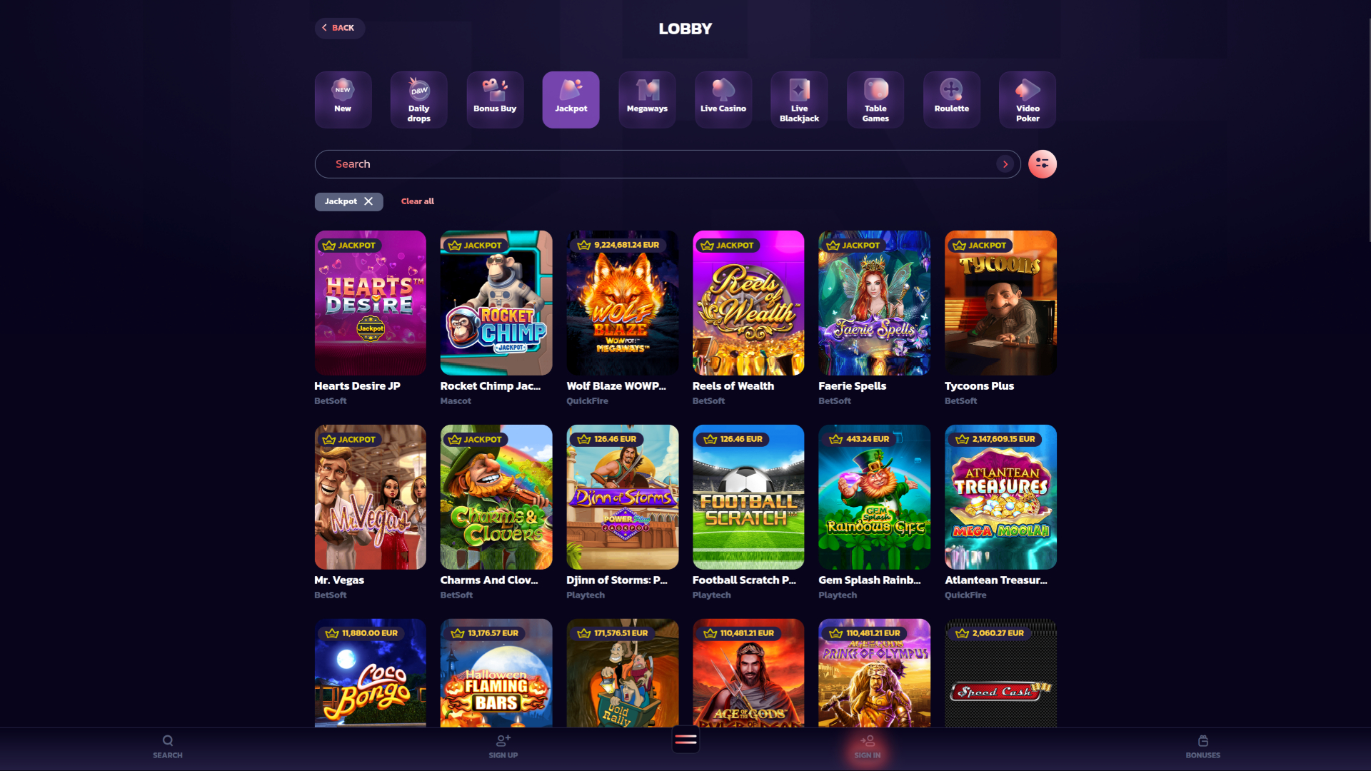 21Bit Casino Desktop Jackpot