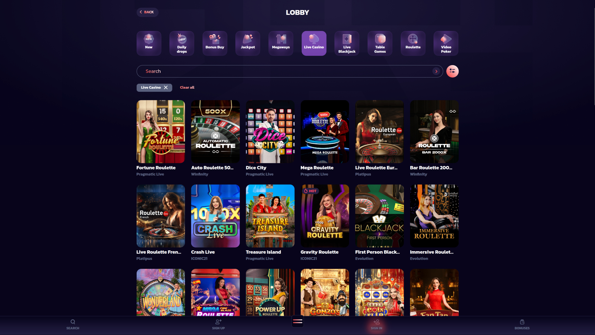 21Bit Casino Desktop Live Dealer