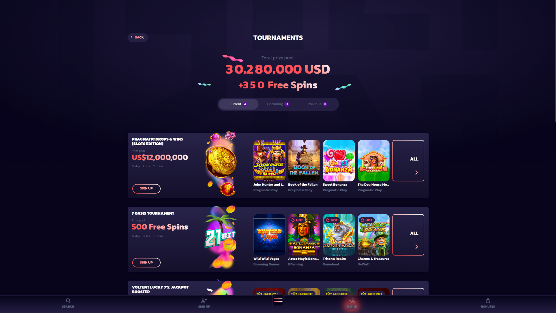21Bit Casino Desktop Tournaments