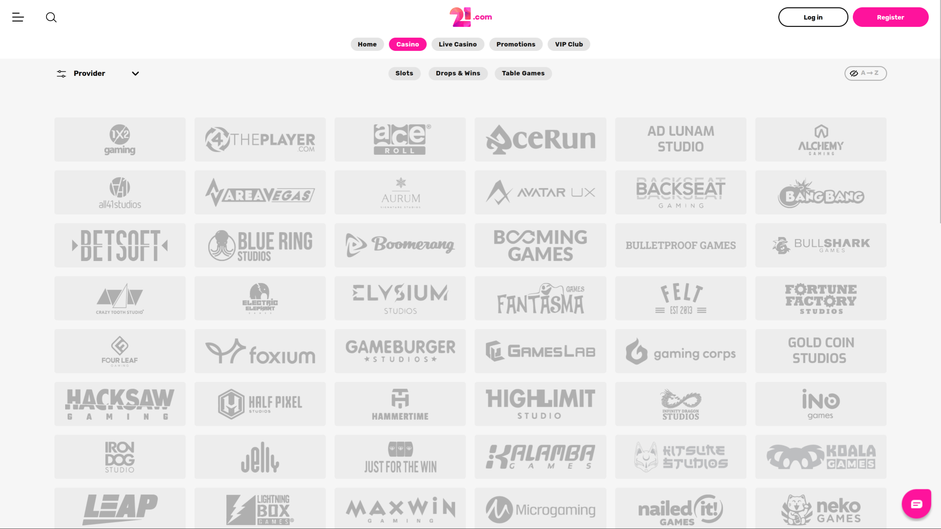 21.com Casino Desktop Game Developers