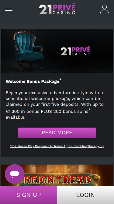 21 Prive Casino Mobile Promotions