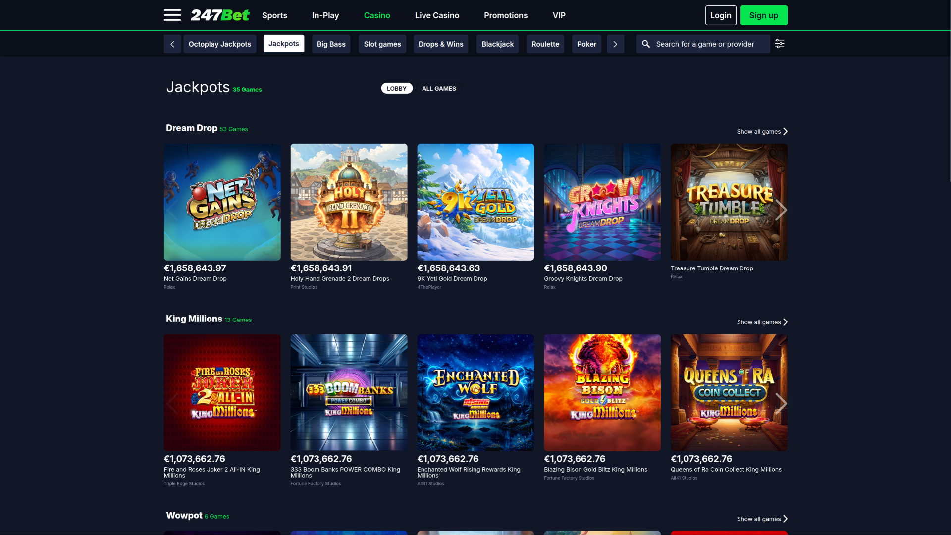247Bet Casino Desktop Jackpot