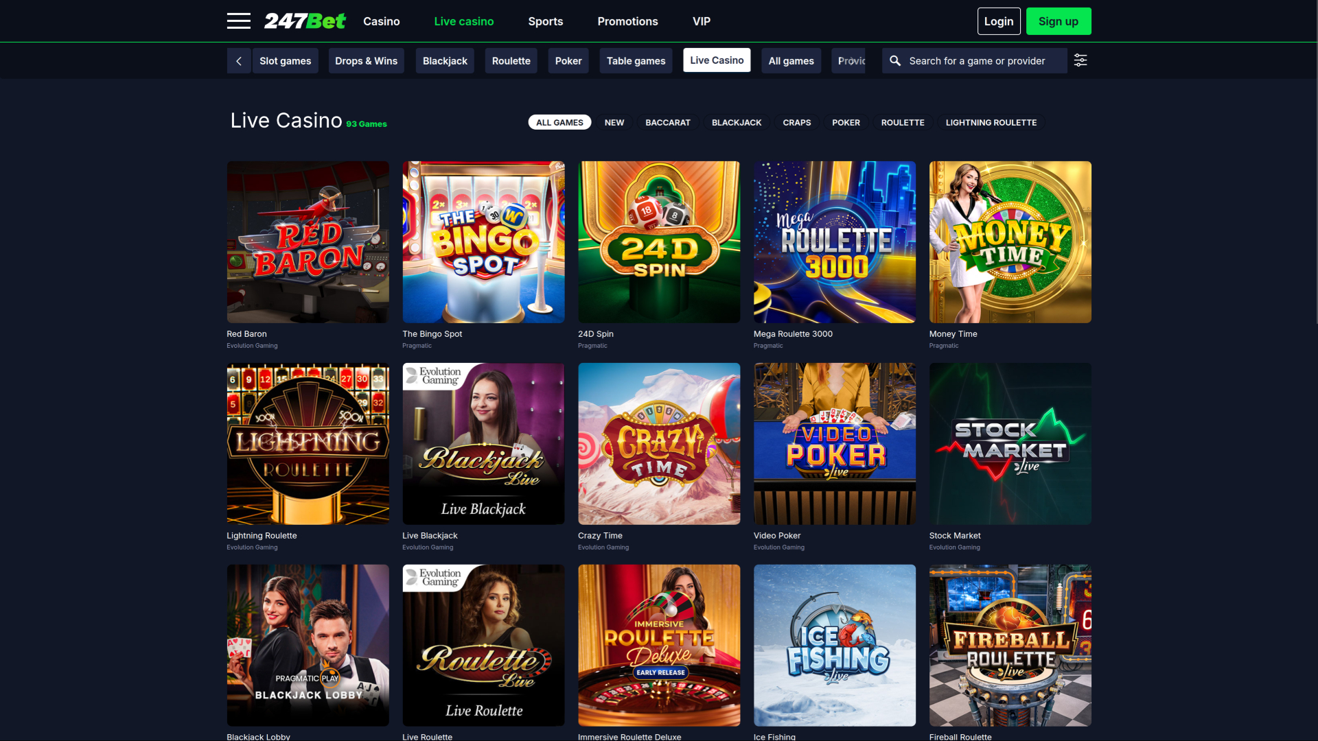 247Bet Casino Live Dealer