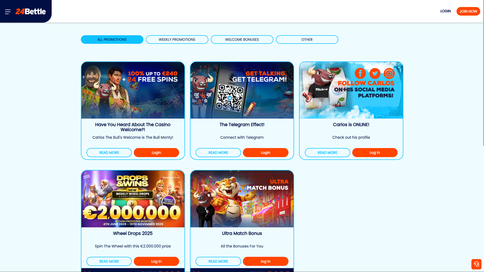 24Bettle Casino Desktop Promotions