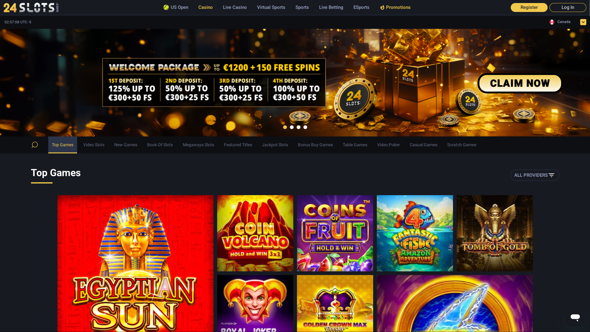24Slots Casino Desktop Homepage