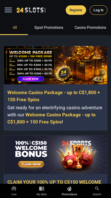 24Slots Casino Mobile Promotions