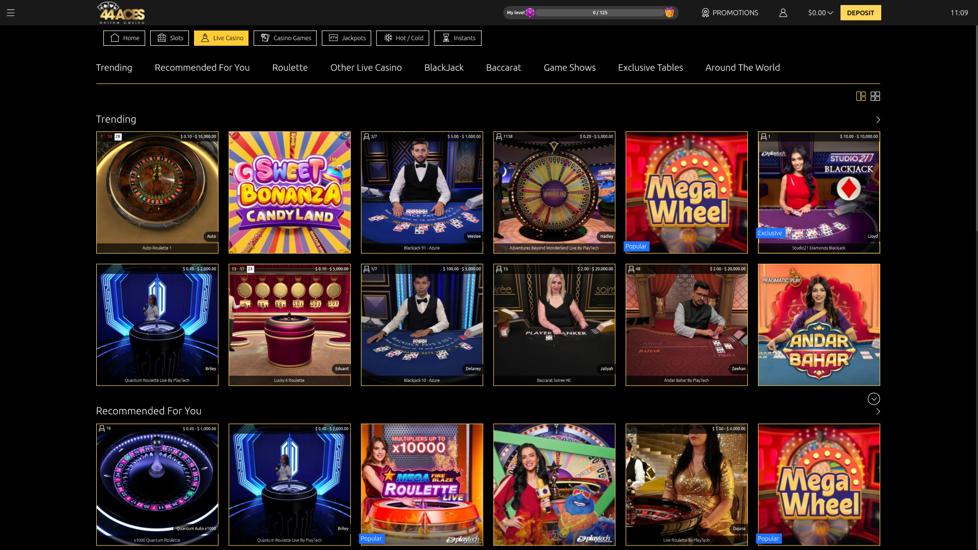 44Aces Casino Desktop Live Dealer