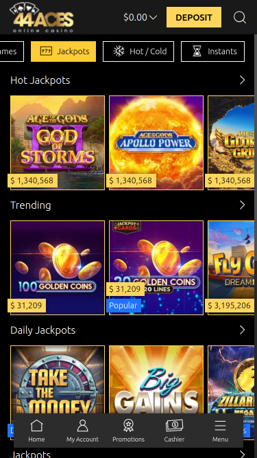 44Aces Casino Mobile Jackpot