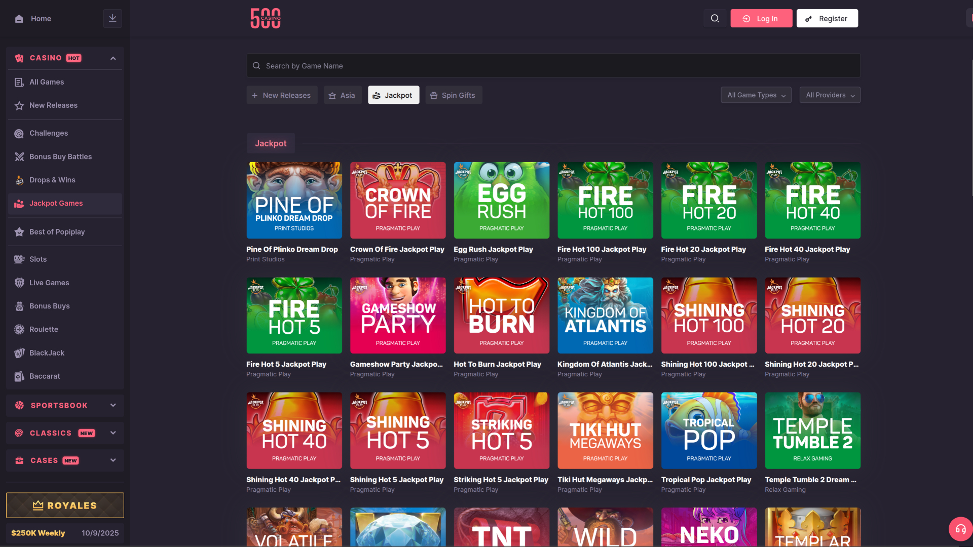 500 Casino Desktop Jackpot