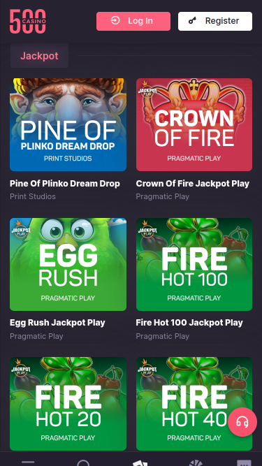 500 Casino Mobile Jackpot
