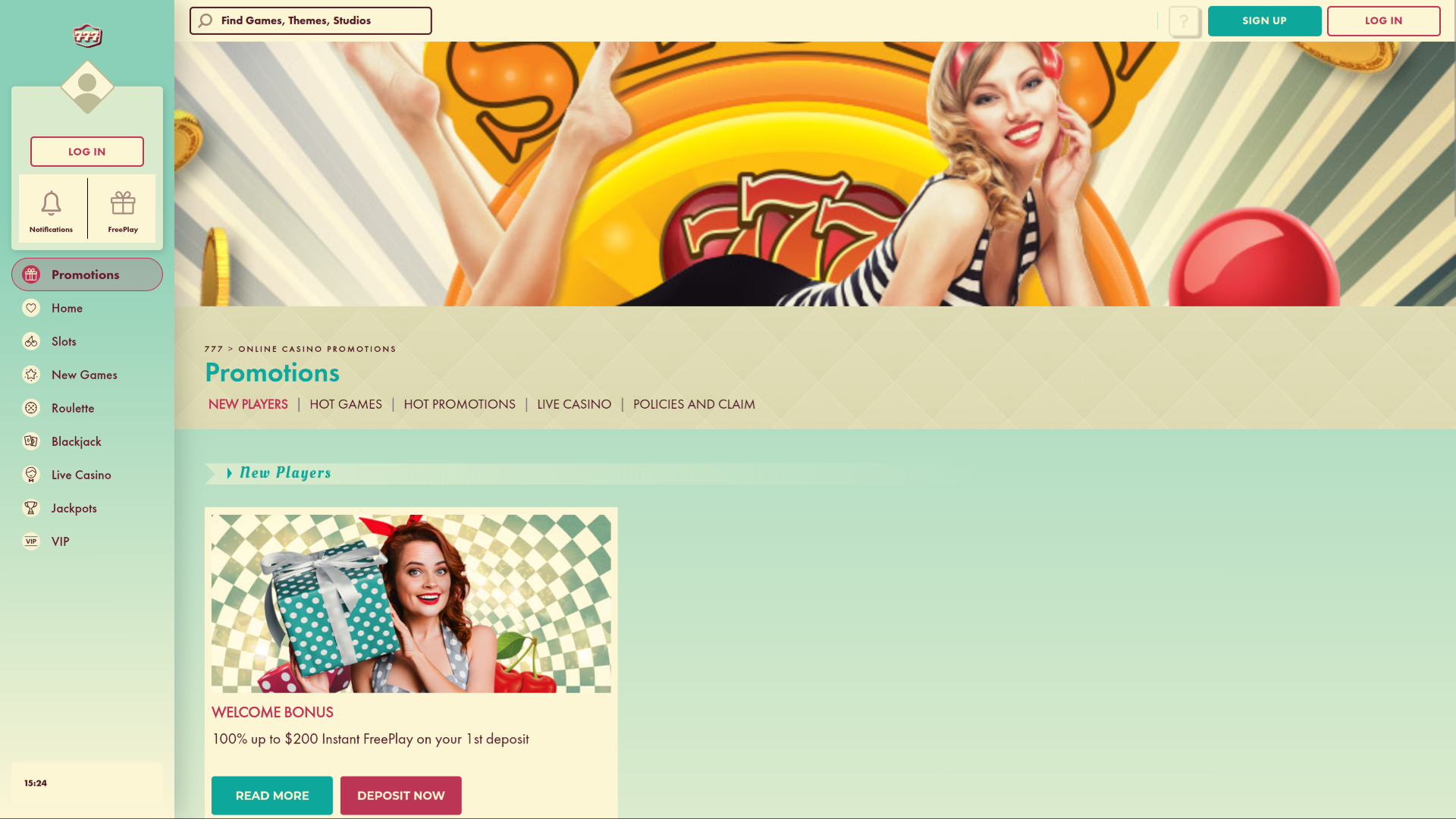 777 Casino Desktop Promotions