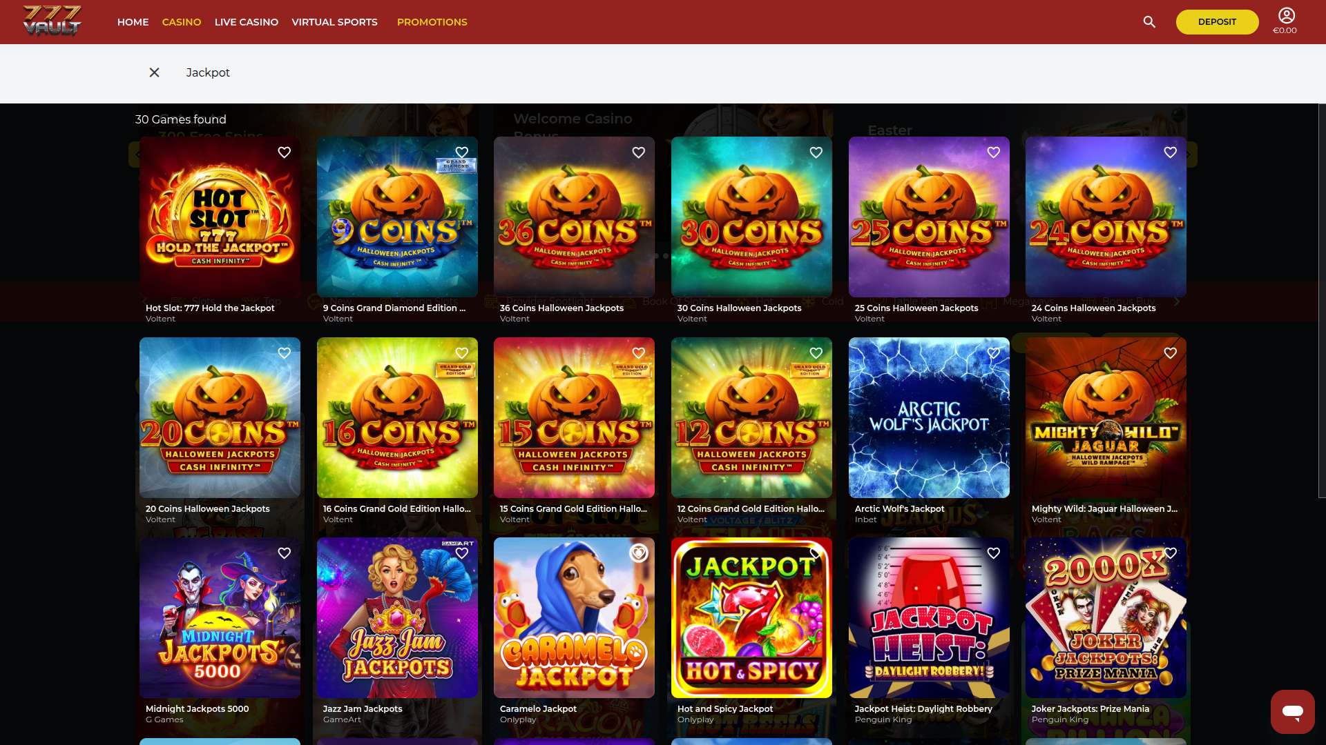 777Vault Casino Desktop Jackpot