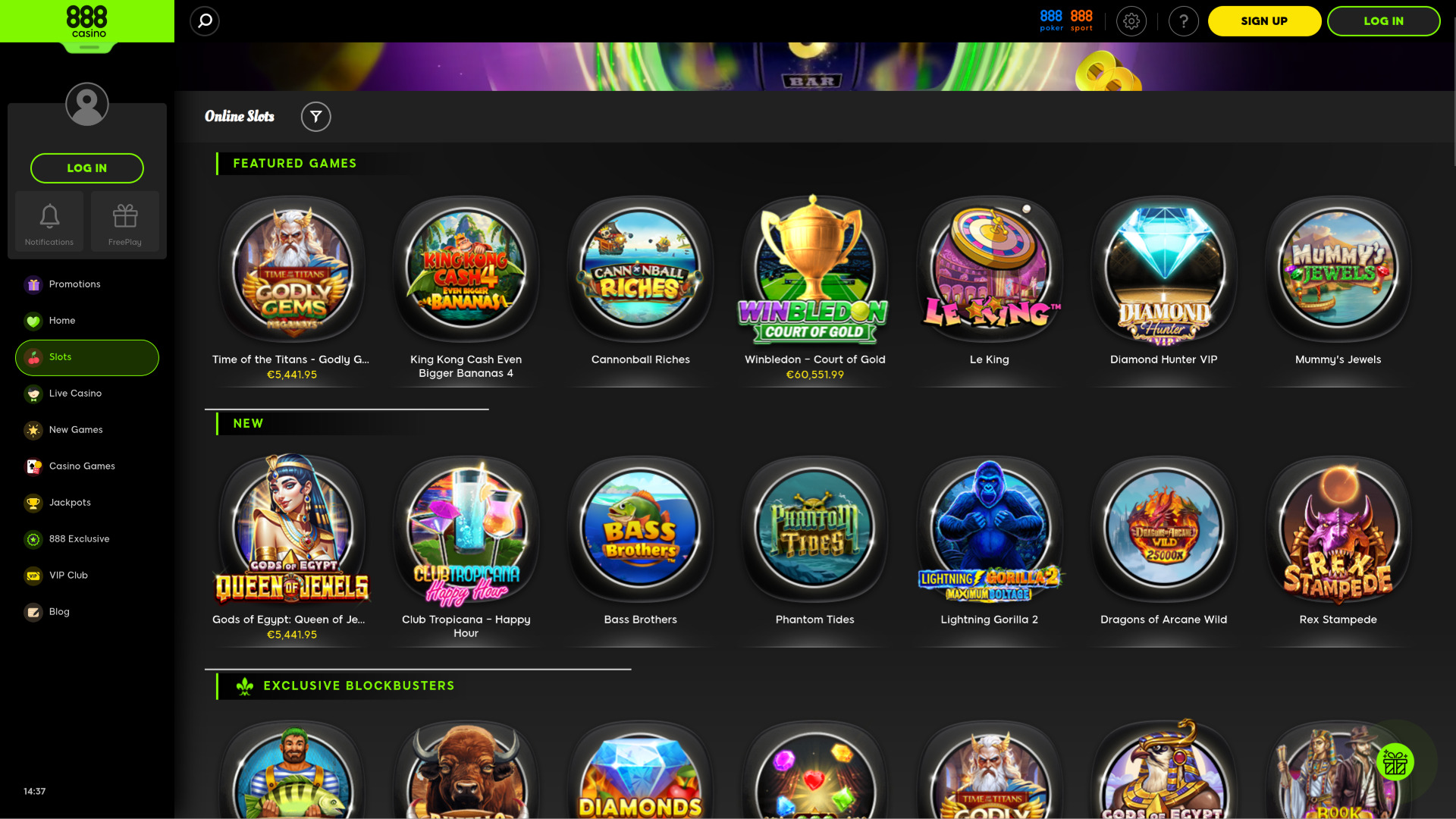 888Casino Desktop-Spiele