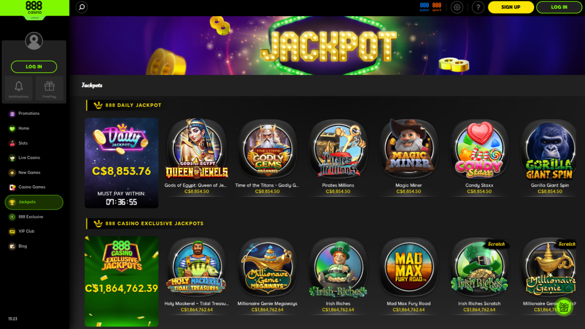 888casino Desktop-Jackpot