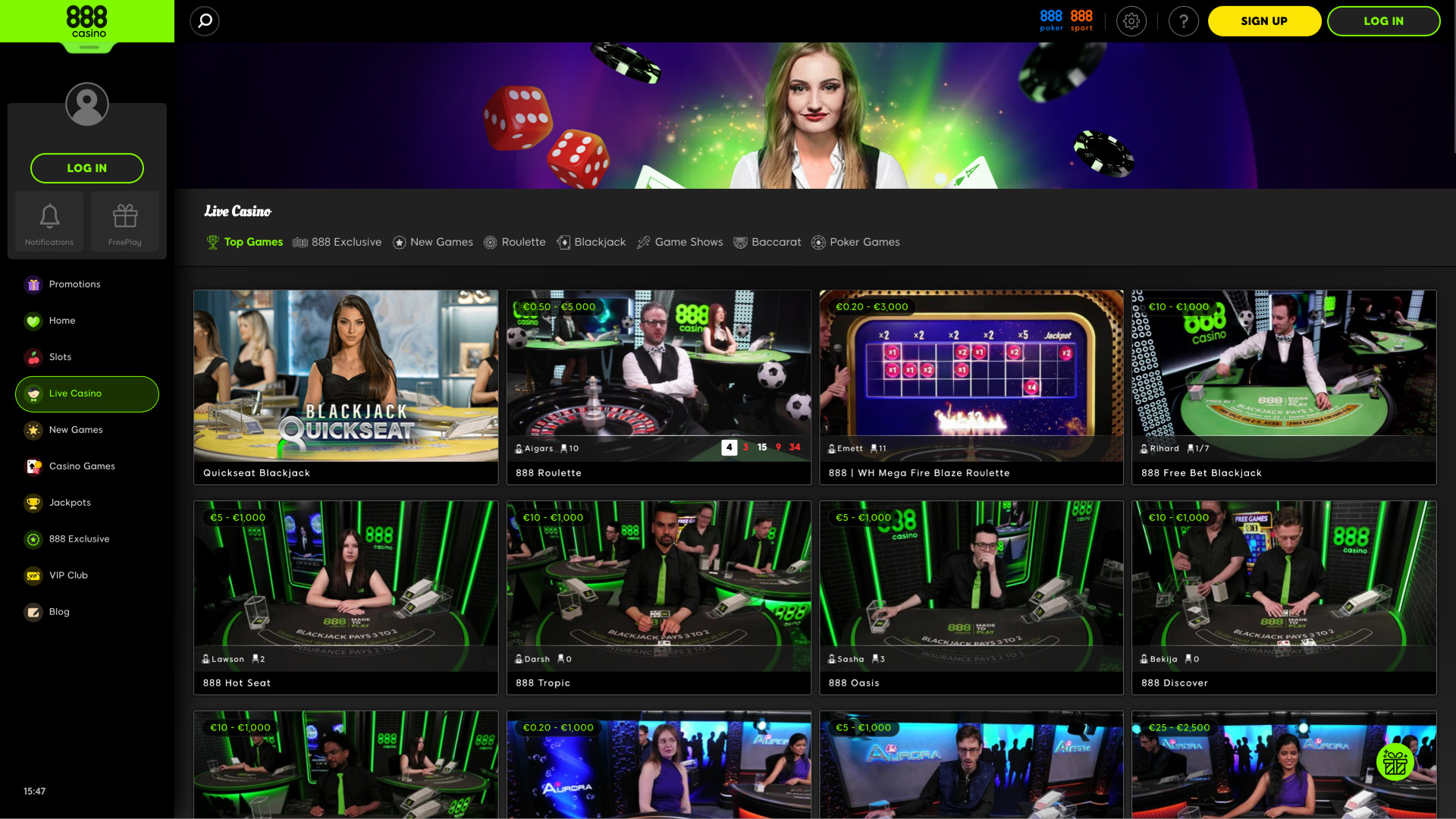 888casino Desktop Live-Dealer
