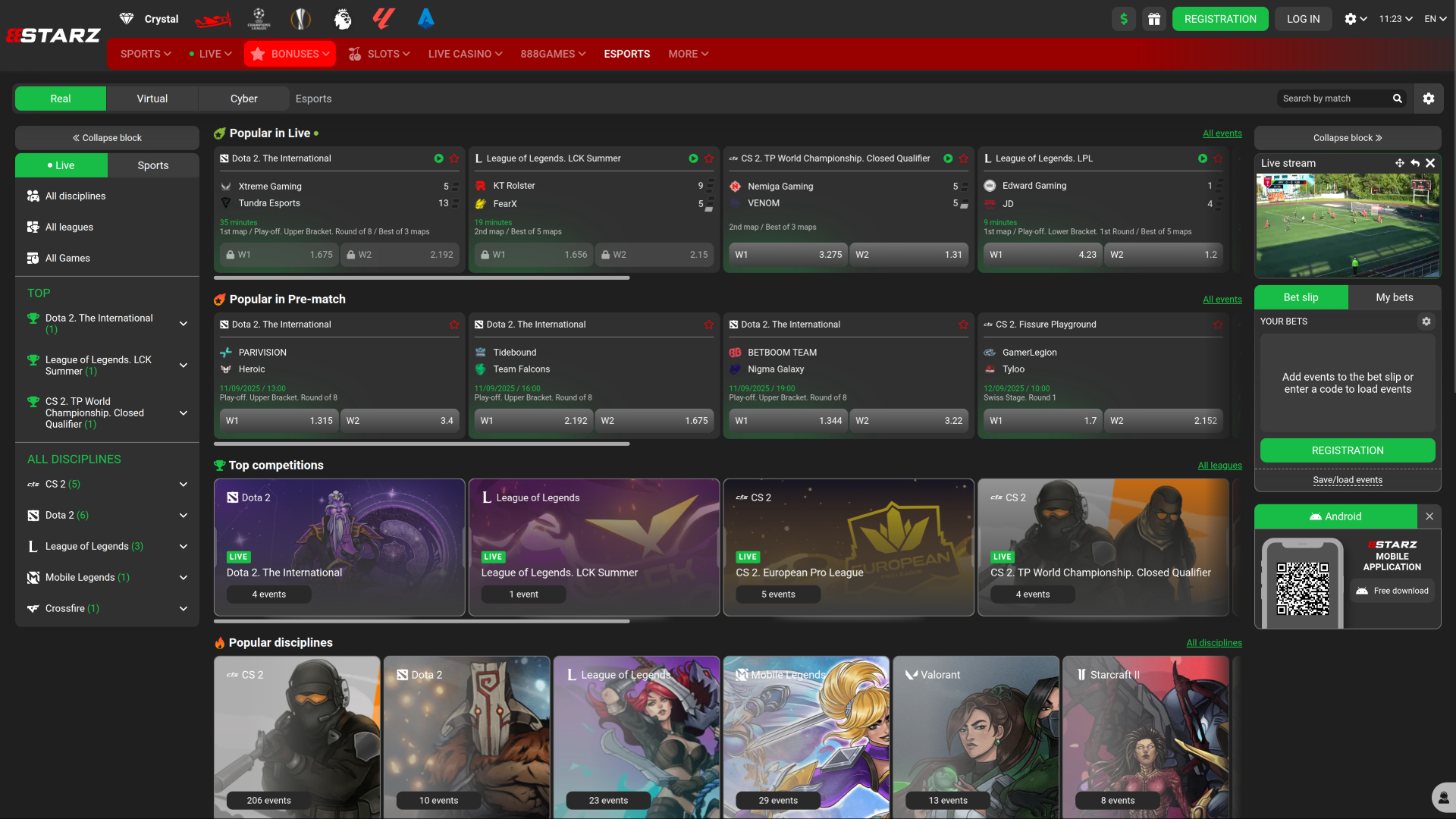 888STARZ Casino Desktop Esports