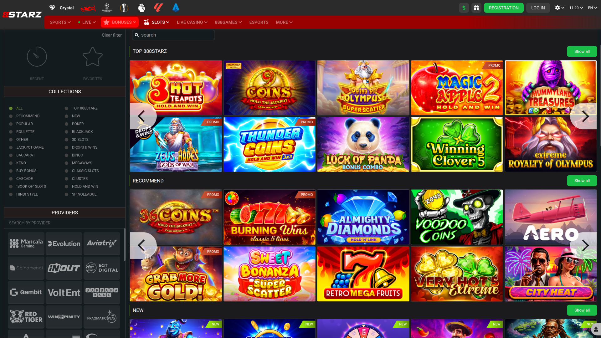 888STARZ Casino Desktop Games