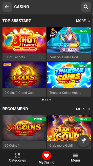 888STARZ Casino Mobile Games
