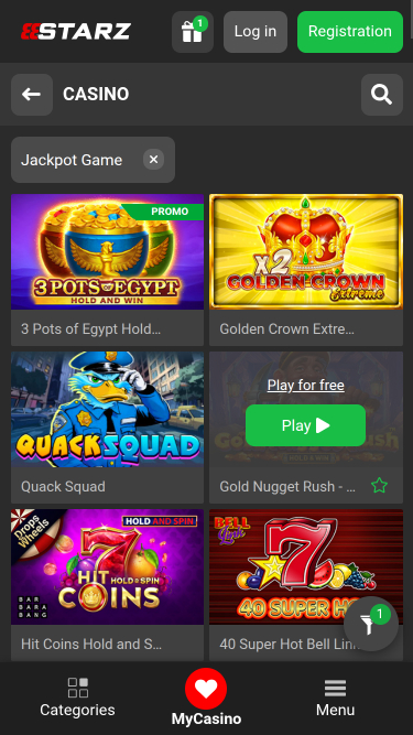888STARZ Casino Mobile Jackpot