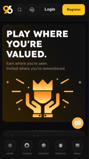 VIP mobile page screenshot of 96 Casino