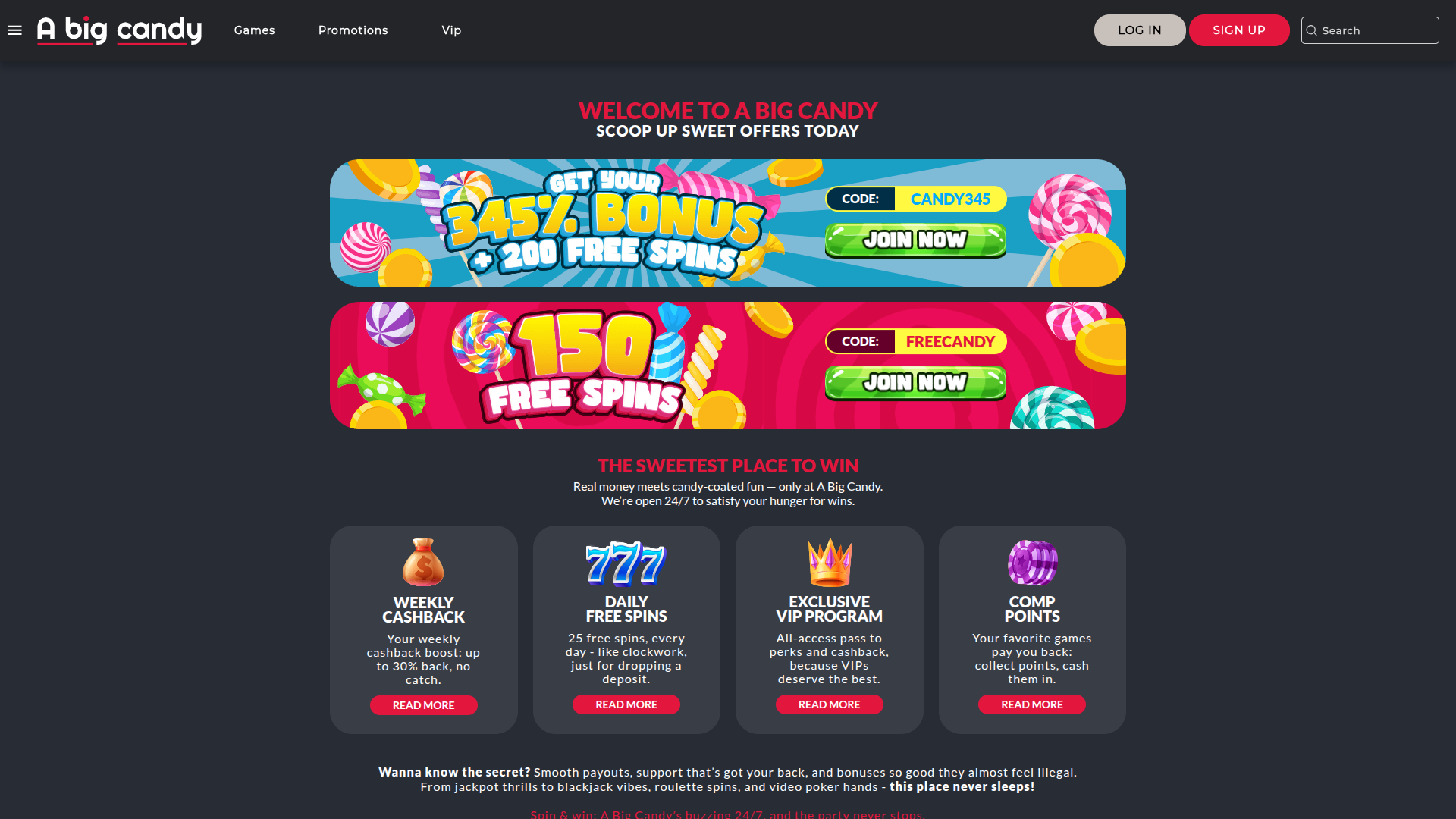 A Big Candy Casino Desktop Promotions
