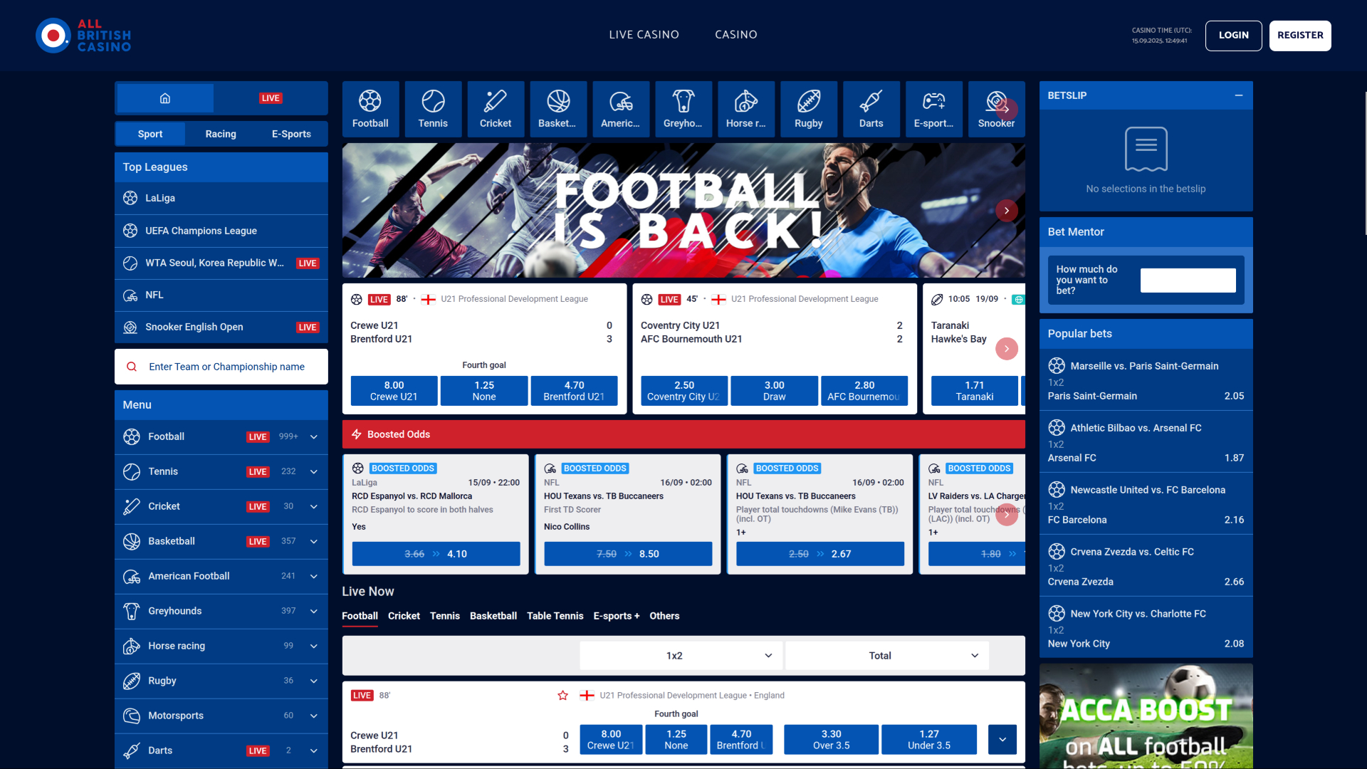 All British Casino Desktop Sports