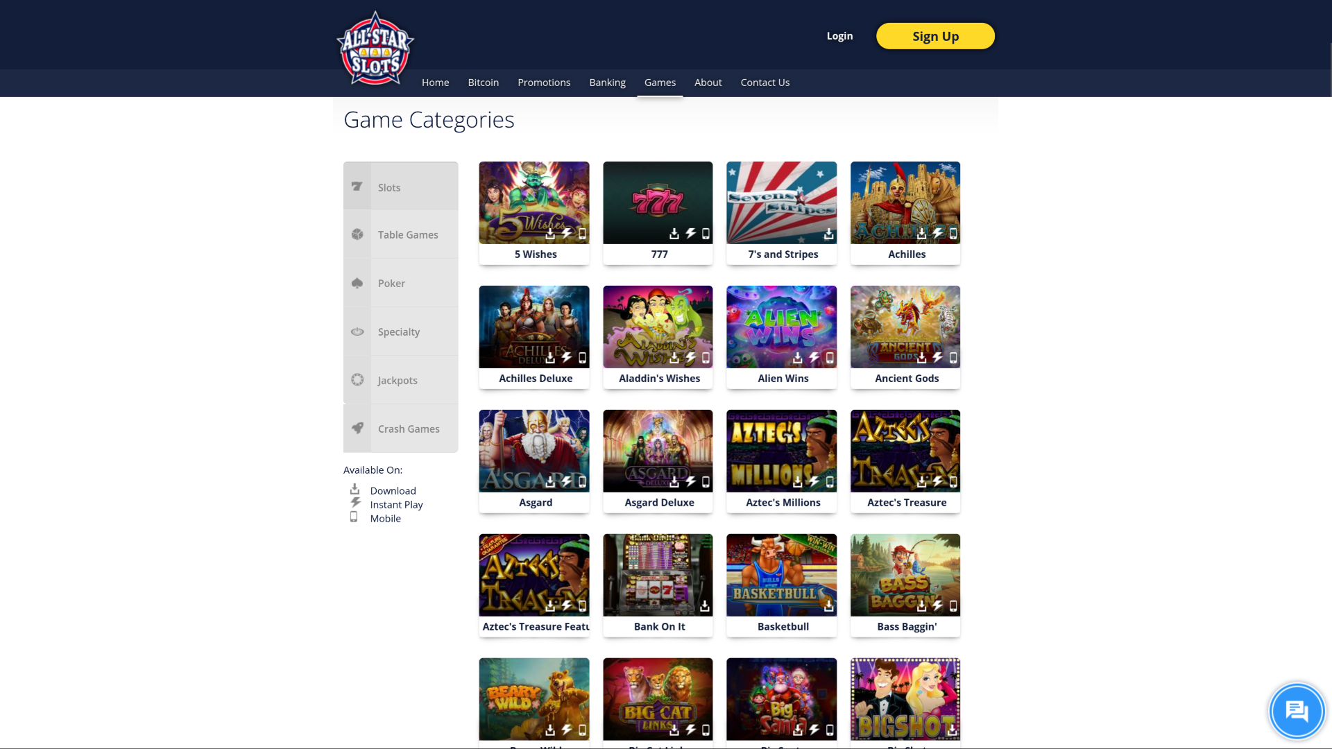All Stars Slots Casino Desktop Games
