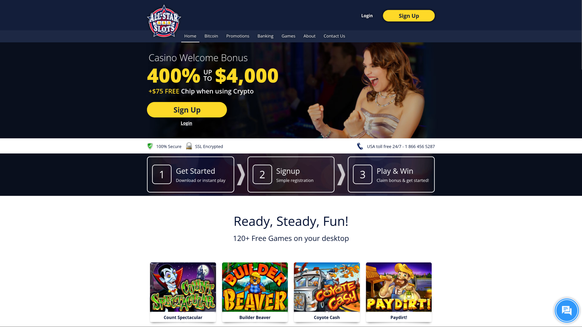 All Stars Slots Casino Desktop Homepage
