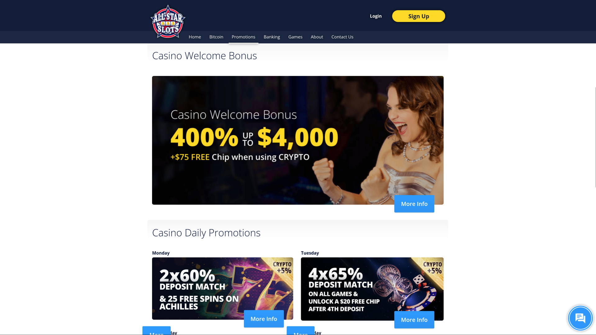 All Stars Slots Casino Desktop Promotions