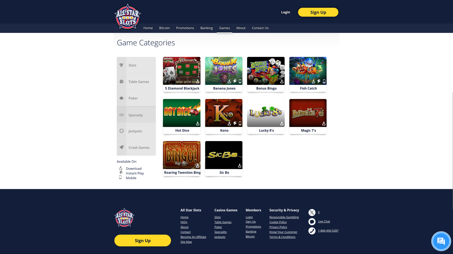 All Stars Slots Casino Desktop Specialty