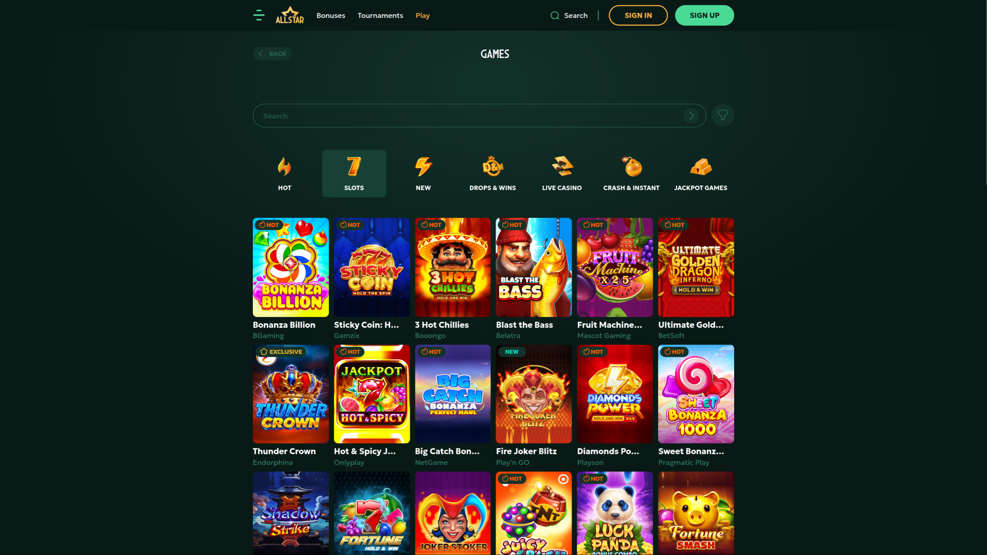 AllStar Casino Desktop Games