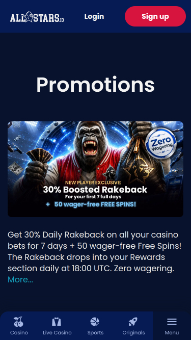 Allstars.io Casino Mobile Promotions