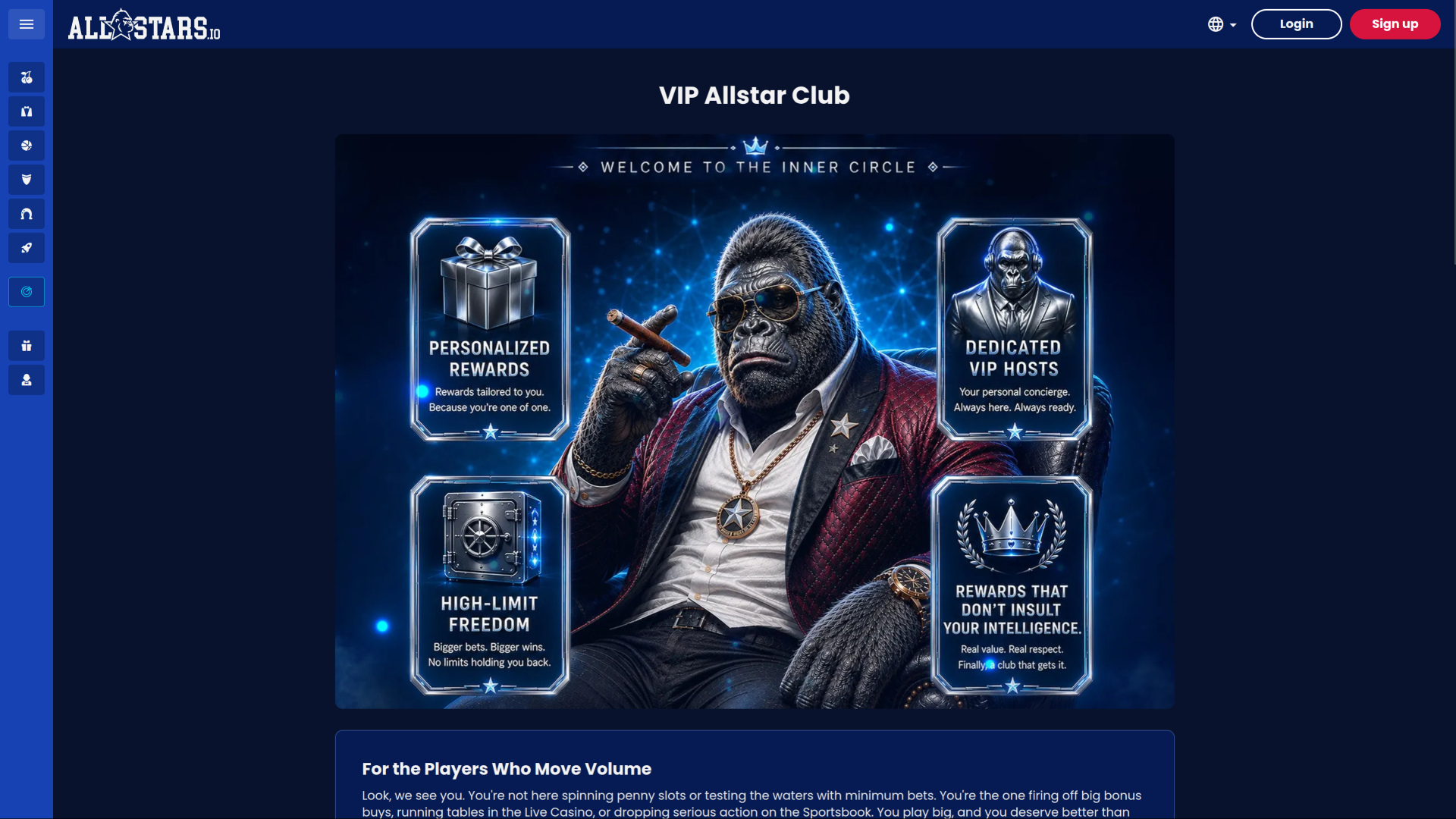 Allstars.io Casino Desktop VIP
