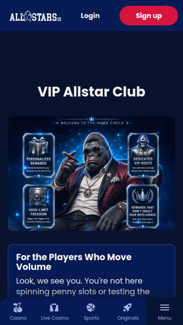 Allstars.io Casino Mobile VIP