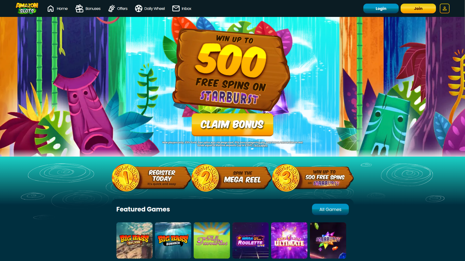 Amazon Slots Casino Desktop Homepage