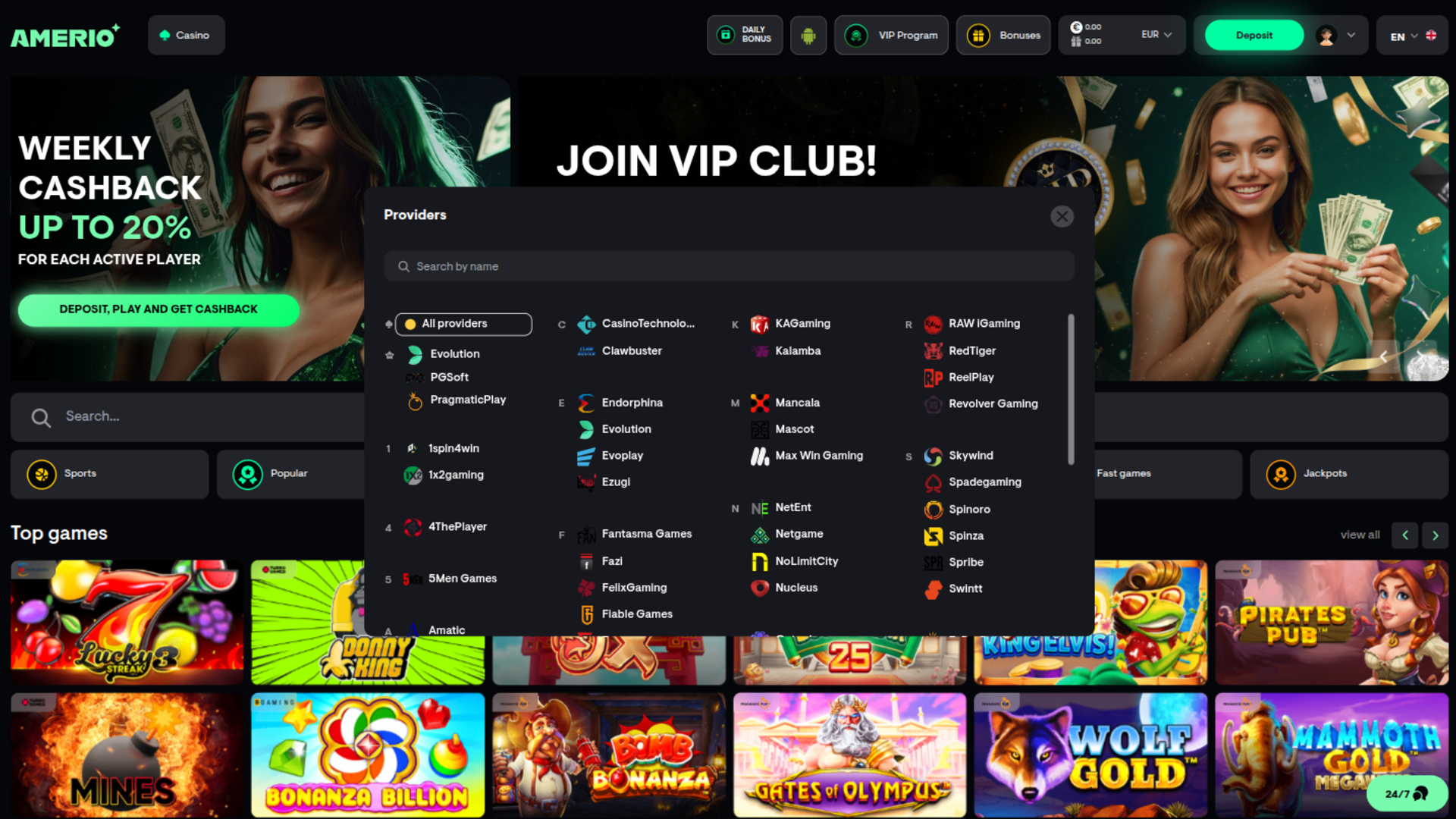 Amerio.bet Casino Desktop Game Developers