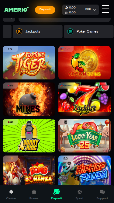 Amerio.bet Casino Mobile Games
