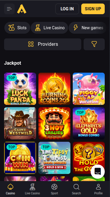 Amonbet Casino Jackpot Mobile